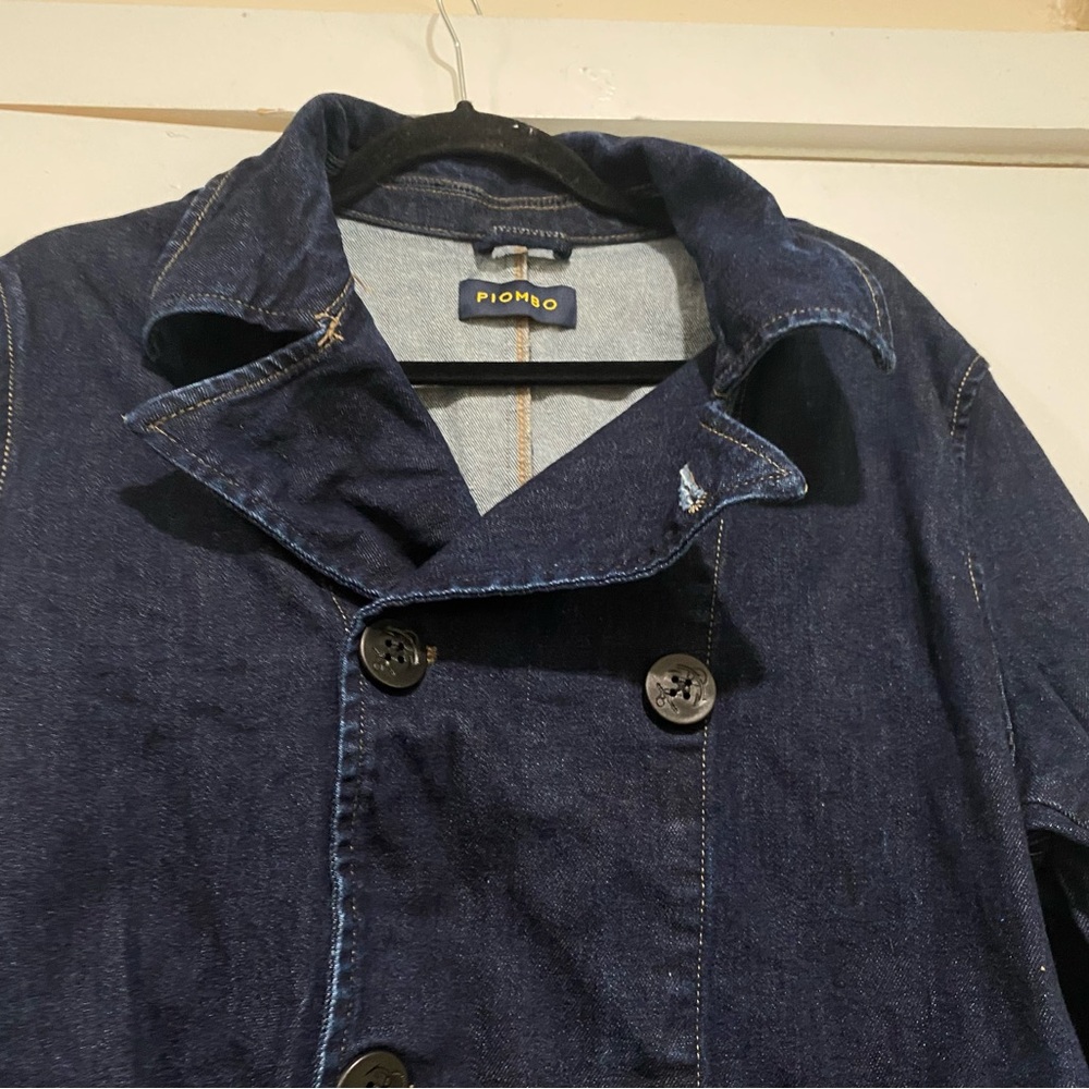 Piombo denim jacket navy blue double breasted women’s large cotton - Picture 8 of 10